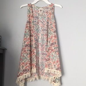 Colorful, sleeveless cardigan